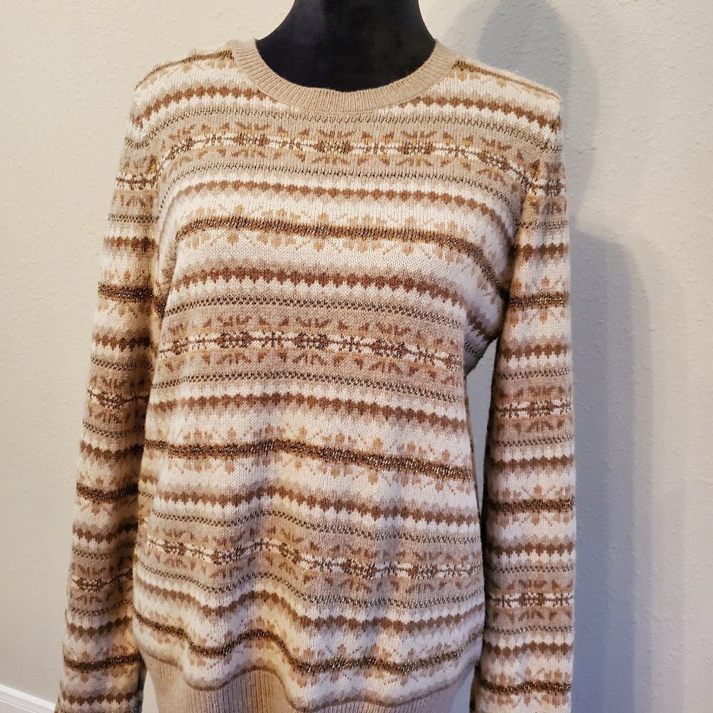 Ralph Lauren crew neck pullover long sleeve women sweater color brown size L.